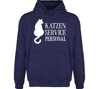 Hoodie Herren Pullover Männer - Katzenbesitzer Geschenk Katze - Katzen Servicepersonal weiß - M - Navy Blau - katzenpullover sprüche cat mom pulli katzenhoodie cats katzenmotiv personal hoody