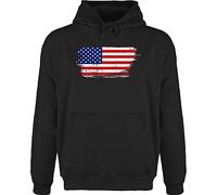 Hoodie Herren Pullover Männer - Länder Fahnen und Flaggen - USA Vintage - 4XL - Schwarz - country amerika american amerikanisch amerikanische amerikanischer amerikanisches flag fahne flagge wappen