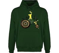 Hoodie Herren Pullover Männer - Traktoren - Traktor Hirsch Deer - XXL - Dunkelgrün - geschenke für landwirte mit trecker landwirt tractors pulli geschenk landwirtschaft tracktoren hoddis bauern