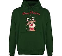 Hoodie Herren Pullover Männer - Weihnachten Geschenke Bekleidung - Merry Christmas Rentier I Elch - XS - Dunkelgrün - rentierpulli Weihnachtspullover weihnachtsmotiv elk Hoody rentierpullover