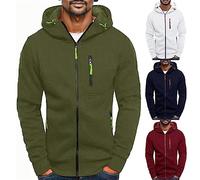 Hoodie Herren ReißVerschluss Kapuzenjacke Baumwolle Sweatjacke Zip Sweater Casual Arbeitspullover mit Taschen Oversized Sweatshirt Kapuzenshirt Männer Übergangsjacke