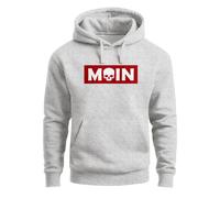 Hoodie Herren Schriftzug Moin Skull Totenkopf Aufdruck Print Parodie Hamburg Männer Fashion Streetstyle - Moin Skull grau S