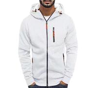 Hoodie Herren,Sweatjacke Herren Hoodie mit Kapuze Langarm Kapuzenjacke Kapuzenpullover Reißverschluss Outdoor Sportjacke Sweatshirt Jacke Oversized Männer Wanderjacke Pullover (Weiß,M)