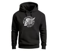 Hoodie Herren Sweatshirt Motorrad Biker Totenkopf Skull Wings Vintage Kapuzenpullover - Skull Wings schwarz M