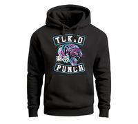 Hoodie Herren Tokio Punch Schriftzug Tigerkopf Print Tattoo Style Kapuzen-Pullover Männer - Tokio Punch schwarz-blau XS