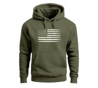 Hoodie Herren USA Flagge Print Retro Style Männer Fashion Streetstyle - USA Flag oliv L
