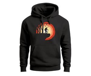 Hoodie Herren Wander-Motiv Trekking Aufdruck Kapuzenpullover Outdoor Fashion Streetstyle - Wanderer schwarz M