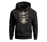 Hoodie Herren Wikinger Vikings Totenkopf Warriors Print Kapuzen-Pullover Männer - Vikinks Warriors schwarz XXL