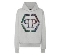 Sweatshirt PHILIPP PLEIN "Hexagon Mit Schmucksteinen", Herren, Gr. XXL, 10, grau, Obermaterial: 100% Baumwolle, 100% Glasfaser, Sweatshirts Sweatshirt (37651226-XXL) 10, grau