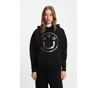 HUGO Hoodie aus Baumwoll-Terry mit glitzerndem Happy HUGO Logo - Style Dolasa_B_2, 50550709 Schwarz XL