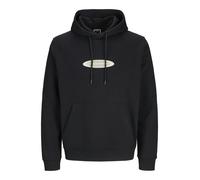 Hoodie JACK & JONES "JCOPACER LOGO PRINT SWEAT HOOD", Herren, Gr. S, schwarz, Sweatware, Obermaterial: 70% Baumwolle, 30% Polyester, bedruckt, relaxed fit, Rippbündchen, Sweatshirts Hoodie (84910907-S