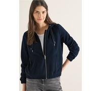 Kapuzenfleecejacke CECIL, Damen, Gr. L (42), blau (universal blau), Stoff, Obermaterial: 98% Polyester, 2% Elasthan. Futter: 100% Polyester, unifarben, comfort fit normal, ohne Ausschnitt, elastischer