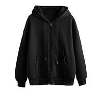 Hoodie Jacke Damen Oversize Sweatjacke Reißverschluss Sweatshirtjacke mit Kapuze Pullover Kapuzenjacke Zipper Hoodies Streetwear Y2K Kapuzenpullover Teenager Mädchen Langarm Sweatshirt College Jacke