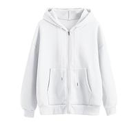 Hoodie Jacke Damen Oversize Sweatjacke Reißverschluss Sweatshirtjacke mit Kapuze Pullover Kapuzenjacke Zipper Hoodies Streetwear Y2K Kapuzenpullover Teenager Mädchen Langarm Sweatshirt College Jacke