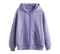 Hoodie Jacke Damen Oversize Sweatjacke Reißverschluss Sweatshirtjacke mit Kapuze Pullover Kapuzenjacke Zipper Hoodies Streetwear Y2K Kapuzenpullover Teenager Mädchen Langarm Sweatshirt College Jacke