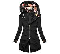 Hoodie Jacke Damen Schlanke Parka Softshelljacke Herbst Winter Longpullover Reißverschluss Kapuzenpullover Langarm Mäntel Sweatshirt mit Kapuze Lose Casual Oberteil Tops Outdoor Warme Übergangsjacke