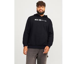 Hoodie "JJECORP LOGO SWEAT HOOD PLAY NOOS PLS", Herren, Gr. 3XL, schwarz, Sweatware, Obermaterial: 70% Baumwolle, 30% Polyester, JACK & JONES PLUSSIZE, unifarben, Basic, regular fit normal, Rippbündch