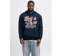 Hoodie "JJELOGO SWEAT HOOD 2 COL 24/25 NOOS PLS", Herren, Gr. 3XL, sky captain, angeraute Sweatware, Obermaterial: 70% Baumwolle, 30% Polyester, JACK & JONES PLUSSIZE, regular fit normal, ohne Ausschn