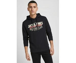 Hoodie "JJELOGO SWEAT HOOD 2 COL 24/25 NOOS PLS", Herren, Gr. 5XL, schwarz detail:aw25, angeraute Sweatware, Obermaterial: 70% Baumwolle, 30% Polyester, JACK & JONES PLUSSIZE, regular fit normal, ohne