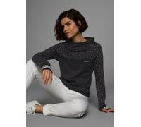 Hoodie KANGAROOS, Damen, Gr. 36/38, schwarz, Interlock, Obermaterial: 100% Baumwolle. Bündchen: 100% Baumwolle, bedruckt, kontrastfarbene Details, unifarben mit Farbeinsatz, figurbetont hüftbedeckend,