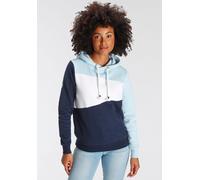 Hoodie KANGAROOS, Damen, Gr. 44/46, blau (marine, hellblau), angeraute Sweatware, Obermaterial: 80% Baumwolle, 20% Polyester, bedruckt, colorblocking, figurumspielend hüftbedeckend, Rippbündchen, Swea