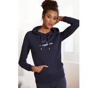 Hoodie KANGAROOS, Damen, Gr. 48/50, blau (marine), Interlock, Obermaterial: 60% Baumwolle, 40% Polyester, unifarben, Basic, bequem hüftlang, Rippbündchen, Sweatshirts Hoodie, mit Kängurutasche, Lounge