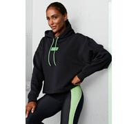 Hoodie LASCANA ACTIVE, Damen, Gr. XL (48/50), schwarz, Sweatware, Obermaterial: 60% Baumwolle, 40% Polyester, unifarben, bequem hüftlang, ohne Ausschnitt, Rippbündchen, Sweatshirts Hoodie, Kapuzenswea