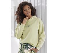 Hoodie LASCANA, Damen, Gr. 36/38, grün, Sweatware, Obermaterial: 60% Baumwolle, 40% Polyester, bedruckt, unifarben, lässig geschnitten normal, Rundhals, Rippbündchen, Sweatshirts Hoodie, Kapuzensweats