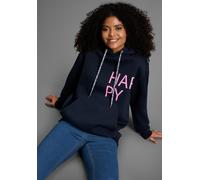 Hoodie LAURA SCOTT, Damen, Gr. 40/42, blau (navy blau, multicolorot prints), angeraute Sweatware, Obermaterial: 70% Baumwolle, 30% Polyester. Bündchen: 98% Baumwolle, 2% Elasthan. Kapuzenfutter: 100%