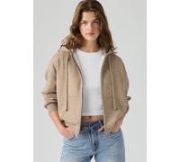 Hoodie LEVI'S "EVERYDAY FULL ZIP HOODIE SWEATSHIRT", Damen, Gr. L (40), beige (taupe gray heather bros b2371 brushed fleece), Sweatware, Obermaterial: 58% Baumwolle, 42% Polyester, unifarben, regular