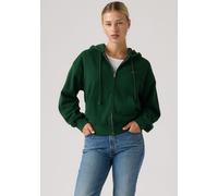 Hoodie LEVI'S "EVERYDAY FULL ZIP HOODIE SWEATSHIRT", Damen, Gr. M (38), grün (pine grove brushed fleece), Sweatware, Obermaterial: 58% Baumwolle, 42% Polyester, regular fit normal, ohne Ausschnitt, Ri