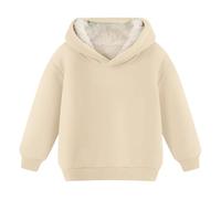 Hoodie Mädchen Fleecepullover Warme Sweatshirt mit Kapuze Einfarbig Winterpullover Gefüttert Sweater Casual Kapuzenpullover Fleece Pullover Winddicht Hoody Winter Baumwolle (Beige, 12-13 Years)
