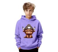 Hoodie Mädchen Jungen Süßes Kuh-Aufdruck Lässige Kapuzenpullover Mode Langarm Casual Pullover Sweatshirt Kuschelhoodie Langarmshirt Oberteile mit Tasche für 2-14 Jahre