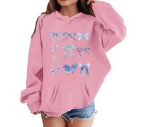 Hoodie Mädchen Jungen Unisex Oversize Schleife Drucken mit Backprint Winter Warm Casual Kapuzenpullover Leichte Cute Übergangs Hoody Pulli Teenager Mädchen Oberteile Langarmshirt Outdoor Pullover
