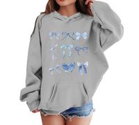 Hoodie Mädchen Jungen Unisex Oversize Schleife Drucken mit Backprint Winter Warm Casual Kapuzenpullover Leichte Cute Übergangs Hoody Pulli Teenager Mädchen Oberteile Langarmshirt Outdoor Pullover