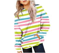 Hoodie Mädchen Kapuzenpullover mit Taschen Fleece Sweatshirt mit Kapuze Regenbogen Streifen Drucken Tops Casual Kinder Kleidung Kuschel Hoodie Pullover Sweatshirt Langarmshirts für 4-14 Jahre Alt