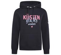 Sweatshirt ZWILLINGSHERZ Gr. SM (S/M), blau (navy), Damen, Sweatware, Obermaterial: 50% Baumwolle, 50% Polyester, unifarben, Sweatshirts, mit "Küsten-Glücks-Momente"-Stickerei und Schriftzug am Rücken