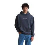 Hoodie MARC O'POLO DENIM, Herren, Gr. S, blau (navy teal), Sweatware, Obermaterial: 100% Baumwolle, unifarben, relaxed fit normal, Rundhals, Bündchen, Sweatshirts Hoodie, relaxed fit, Kängurutasche, L