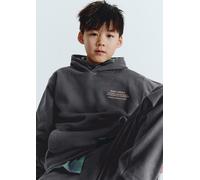 Hoodie MARC O'POLO, Jungen, Gr. 140, dunkelgrau, Sweatware, Obermaterial: 100% Baumwolle, normal, Rippbündchen, Sweatshirts Hoodie, Rückenprint (48469854-140) dunkelgrau