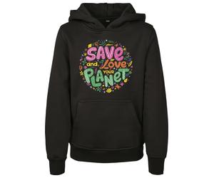 Hoodie MISTERTEE "MisterTee Herren Kids Save And Love Hoody", Jungen, Gr. 146/152, schwarz, 65% Baumwolle, 35% Polyester, unifarben, Sweatshirts Hoodie (17394266-146) schwarz