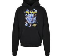 Hoodie MISTERTEE "MisterTee Herren Psychadellic Heavy Oversize Hoody", Herren, Gr. M, schwarz, 100% Baumwolle, bedruckt, Sweatshirts Hoodie (39895013-M) schwarz