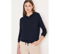 Kapuzenpullover CECIL, Damen, Gr. XS (36), universal blau, Web, 37% Baumwolle, 34% Polyacryl, 26% Polyester, 3% Elasthan, unifarben, normal normal, ohne Ausschnitt, Rippbündchen, Pullover Kapuzenpullo