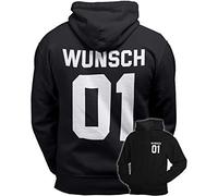Hoodie mit Name + Zahl - Kapuzen Pullover als Geschenk für Frauen und Männer, Pärchen/Paare (Partnerlook), BFF (Best Friends), zum Geburtstag, Jahrestag, Valentinstag, Weihnachten