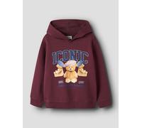 Hoodie NAME IT "NKFRYCCA LS NREG SWEAT WH BRU BOX", Mädchen, Gr. 134/140, burgundy, Sweatware, Obermaterial: 100% Baumwolle, bedruckt, Rippbündchen, Sweatshirts Hoodie (55851900-134) burgundy