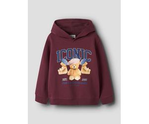 Hoodie NAME IT "NKFRYCCA LS NREG SWEAT WH BRU BOX", Mädchen, Gr. 134/140, burgundy, Sweatware, Obermaterial: 100% Baumwolle, bedruckt, Rippbündchen, Sweatshirts Hoodie (55851900-134) burgundy