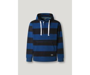 Hoodie PEPE JEANS "JOE STRIPES HOODIE", Herren, Gr. M, deep sea blau, Sweatware, Obermaterial: 100% Baumwolle, gestreift, hüftbedeckend, Rundhals, Rippbündchen, Sweatshirts Hoodie, mit verdeckter Knop