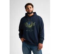 Hoodie PETROL INDUSTRIES, Herren, Gr. 6XL, blau (navy blau), Sweatware, Obermaterial: 100% Baumwolle, bedruckt, regular fit taillenbedeckt, ohne Ausschnitt, Rippbündchen, Sweatshirts Hoodie, mit Logo