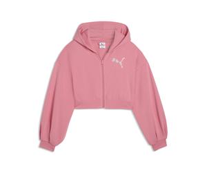 Hoodie PUMA "Essentials Graphics Bedazzled Kapuzenjacke Damen", Damen, Gr. S, rosa (wild pink), Obermaterial: 68% Baumwolle, 32% Polyester. Kapuzenfutter: 100% Baumwolle, comfort fit, Sweatshirts Hood