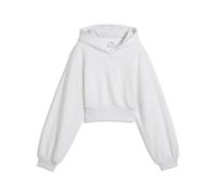 Hoodie PUMA "Essentials Relaxed Cropped Balloon Sleeve Hoodie Mädchen", Kinder, Gr. 164, weiß (weiß glow heather), Obermaterial: 100% Baumwolle. Kapuzenfutter: 100% Baumwolle. Rippe: 97% Baumwolle, 3%