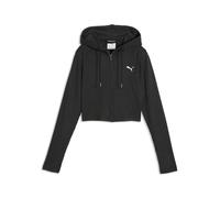 Hoodie PUMA "Essentials Slim Gerippte Kapuzenjacke Damen", Damen, Gr. XS, schwarz, Obermaterial: 46% Polyester, 4% Elasthan, 50% Viskose, slim fit, Sweatshirts Hoodie (81191238-XS) schwarz